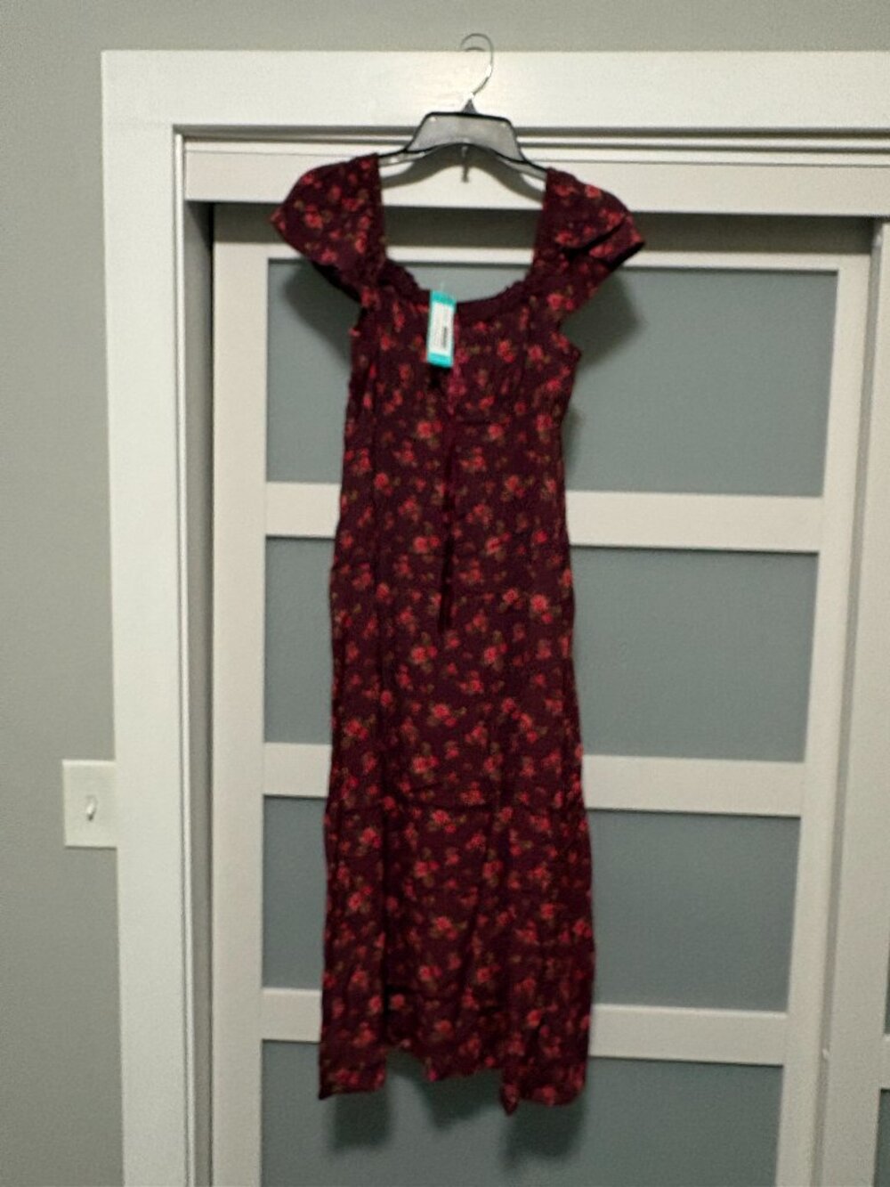 Stich Fix Exclusive Market Spruce Lois S/S Maxi Dress Burgundy Floral sz  S NWT